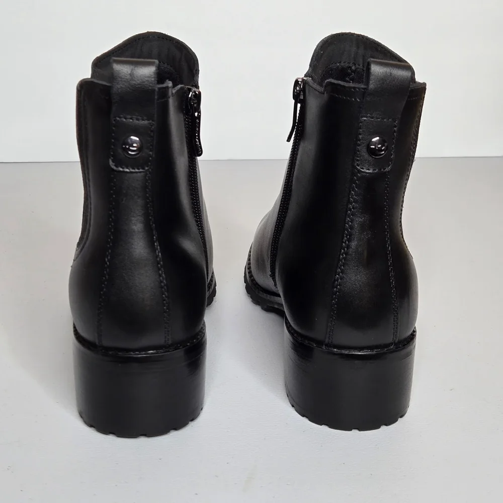Easy Spirit Sefedra Leather Zip Ankle Black Boots & Booties 9.5 Wide